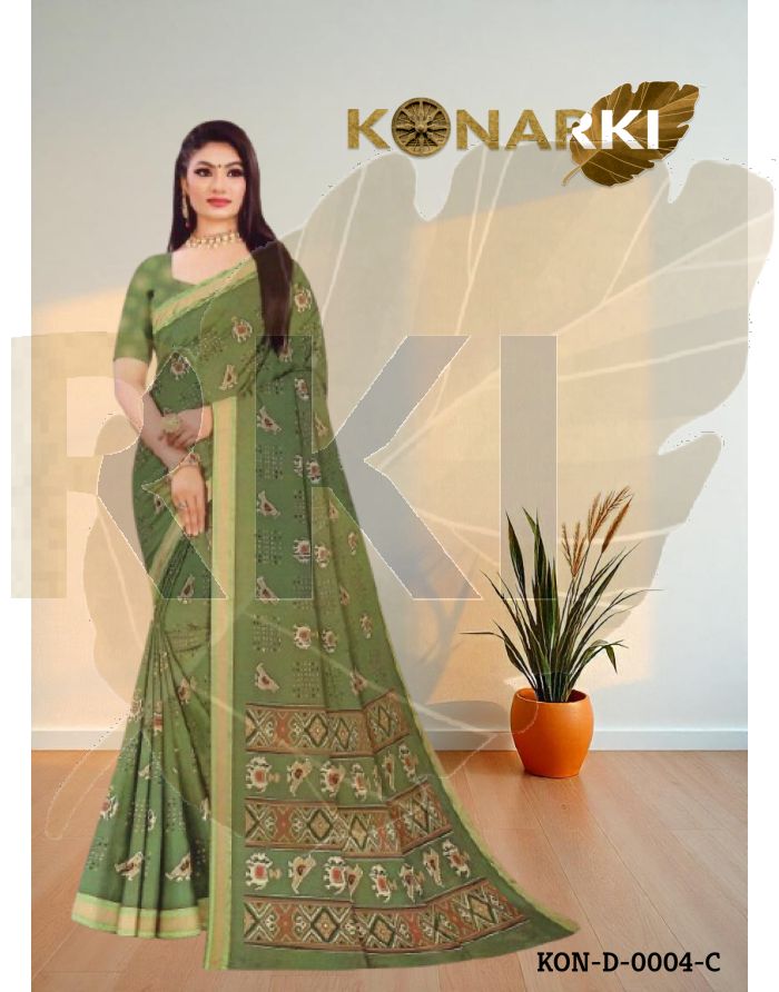 Sharvya Light Green Wetless Viscose Saree with Traditional Elegance and Unstitched Blouse