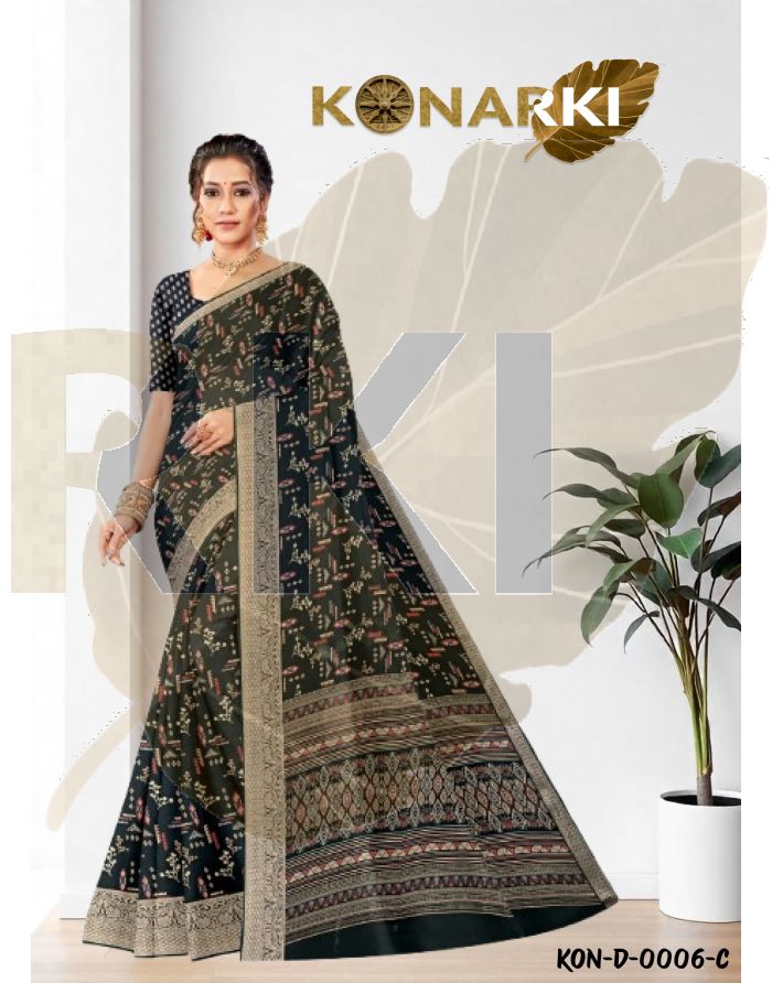 Arshiya Dark Green Chiffon Jacquard Saree with Intricate Floral Motifs and Unstitched  Blouse