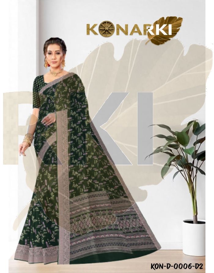 Arshiya Olive Green Chiffon Jacquard Saree with Intricate Floral Motifs and Unstitched  Blouse