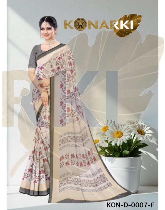 Tvesa Dark Olive Green Brass Foil Saree with Elegant Floral Patterns and Unstitched Blouse