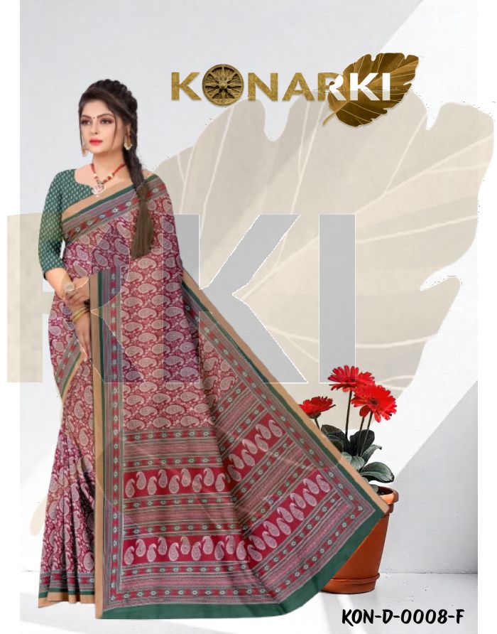 Inaya Beetroot Red Paisley Cotton Saree with Traditional Charm and Unstitched Blouse