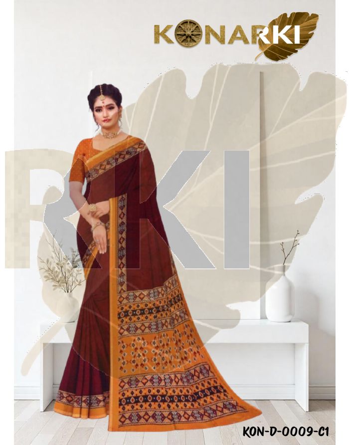 Anvika Maroon Elegance Cotton Saree with Intricate Borders and Unstitched Blouse