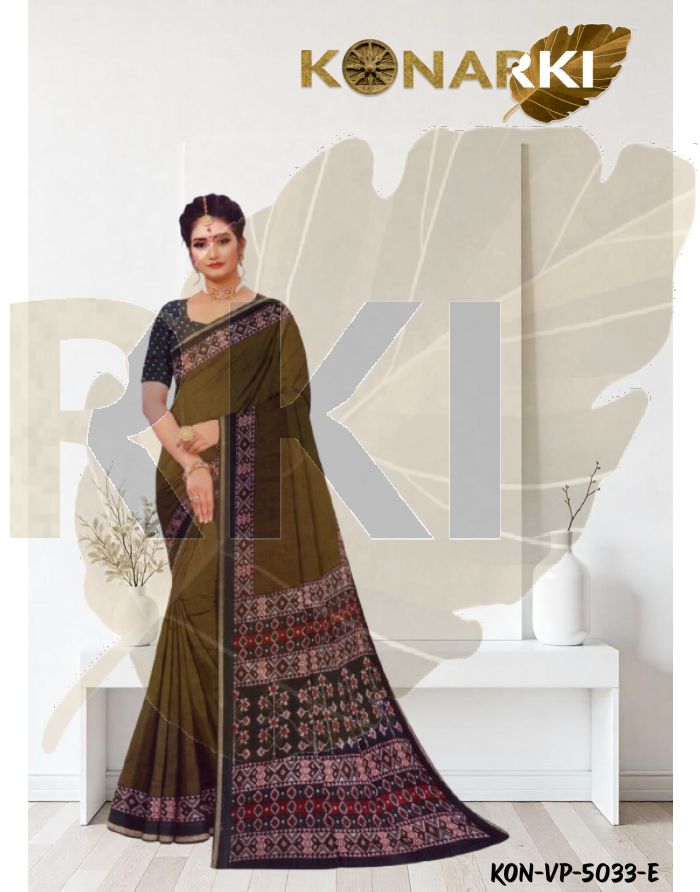 Anvika Olive Green Elegance Cotton Saree with Intricate Borders and Unstitched Blouse