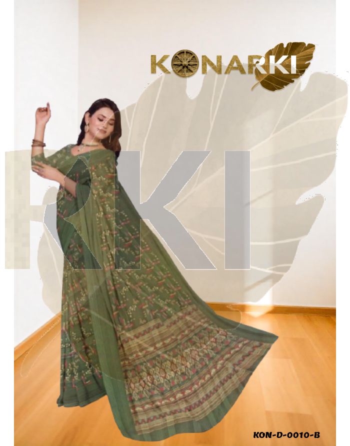 Yashvika Olive Green Grace Lightweight Saree with Unstitched Blouse