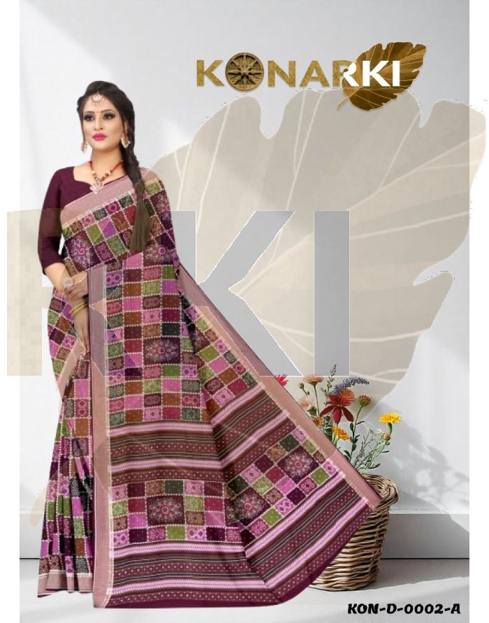 Elina Multi Colour Geometric Moss Viscose Saree with Unique Design and Unstitched Blouse
